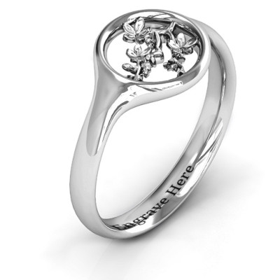 Sterling Silver Cherry Blossom Flower Ring