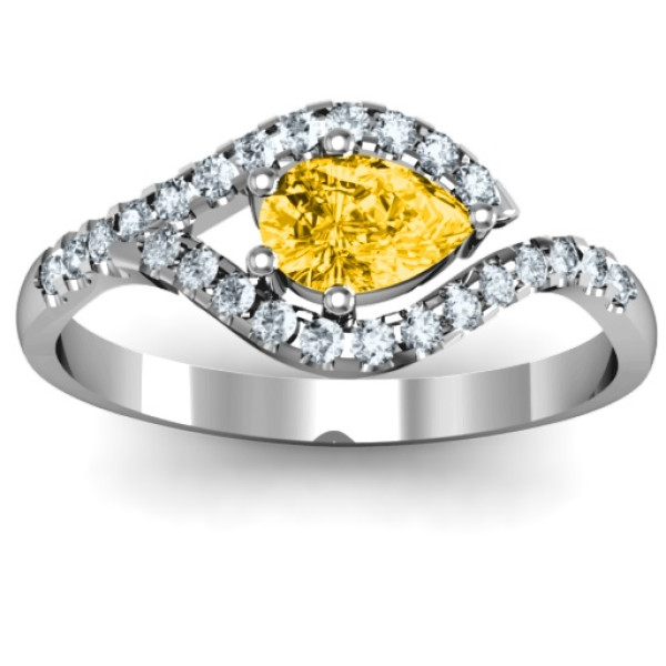 Engagement Ring with Golden Eye Pear and Accent Infusion