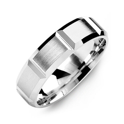 Grooved Men's Ring with Brushed Surface - By The Name Necklace;