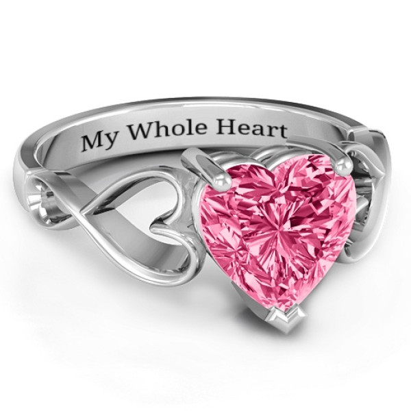 Heart Shaped Sterling Silver Infinity Band Ring with Interwoven Hearts