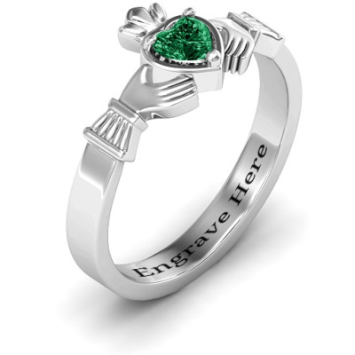 Claddagh Rings with Heart-Shaped Stones