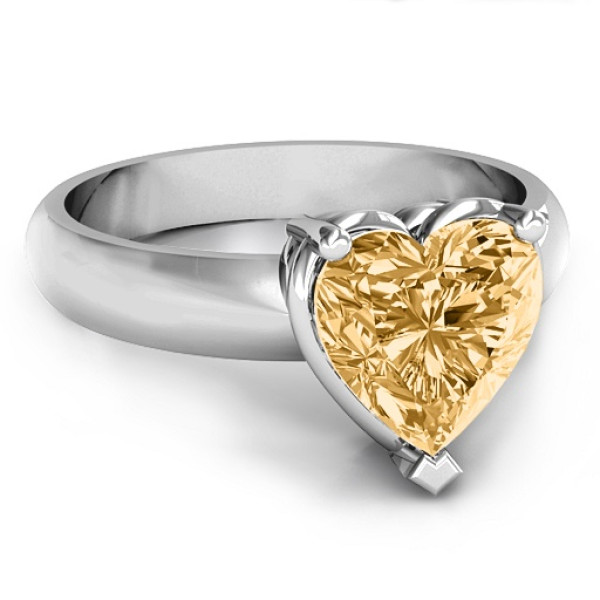 14K White Gold Heart Shaped Double Gallery Setting Ring