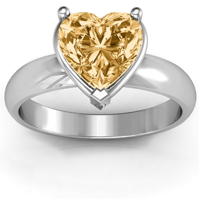 14K White Gold Heart Shaped Double Gallery Setting Ring