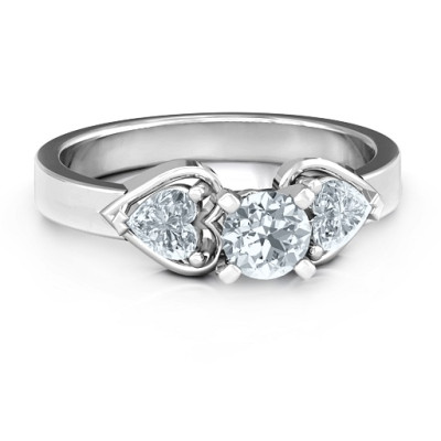 Beautiful Solitaire Diamond Ring with Heart and Stone Accents