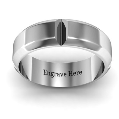Mens Quad Groove and Beveled Hercules Ring