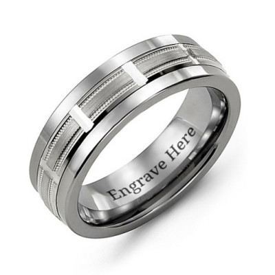 Men's Horizontal Cut Ring with Beveled Edge