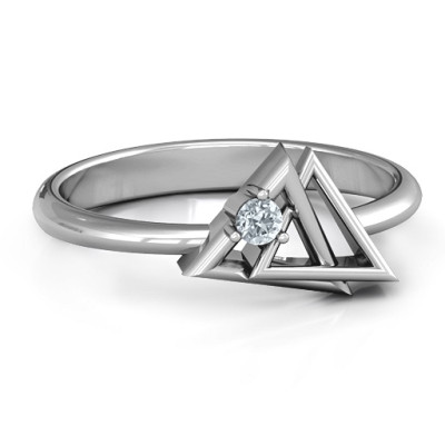 Geometric Interlocked Triangle Silver Ring