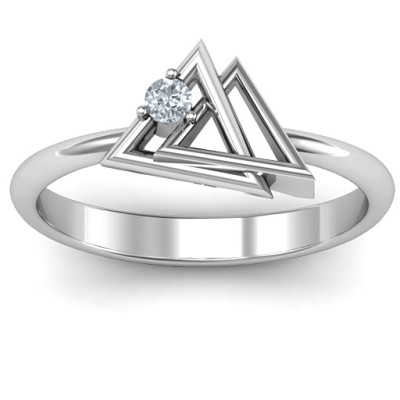 Geometric Interlocked Triangle Silver Ring