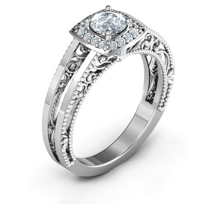 Elegant Silver Love Ring with Intricate Design