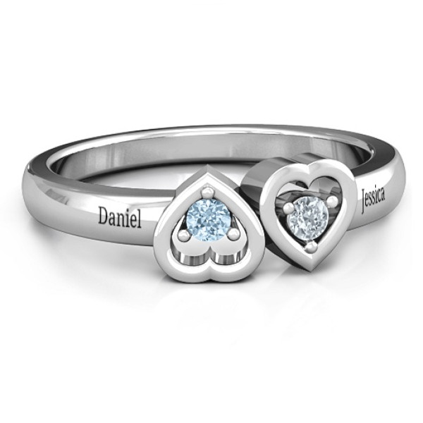 Sterling Silver Inverted Kissing Heart Band Ring