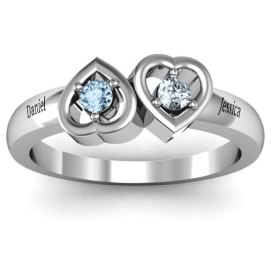 Sterling Silver Inverted Kissing Heart Band Ring