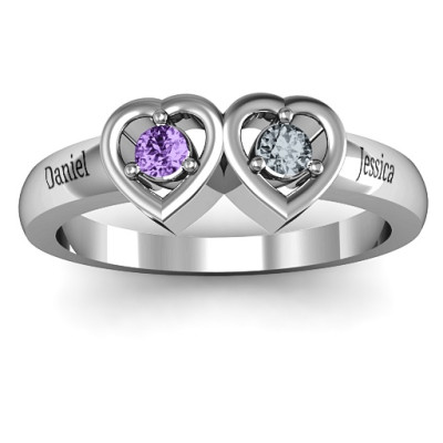 Beautiful Diamond Heart-Shaped Ring with Kissing Design