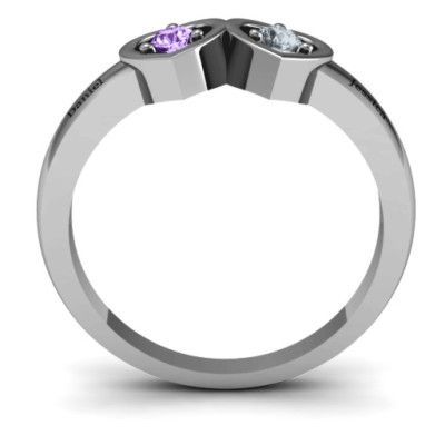 Beautiful Diamond Heart-Shaped Ring with Kissing Design