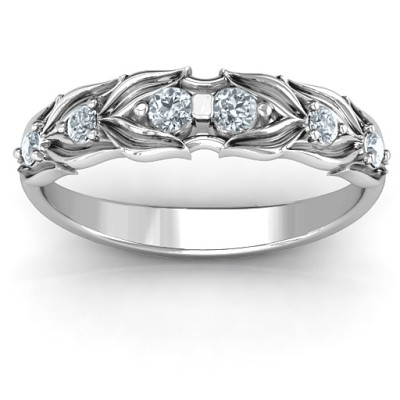 6 Stone Diamond Leaves of Love Ring