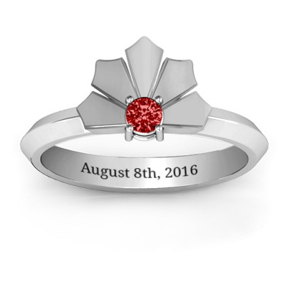 Sterling Silver Lotus Ring with Love Design