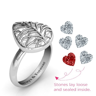 Stunning Sterling Silver Lilac Cage Leaf Ring