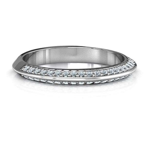 Women's Silver Band Ring with Intertwined Band Design