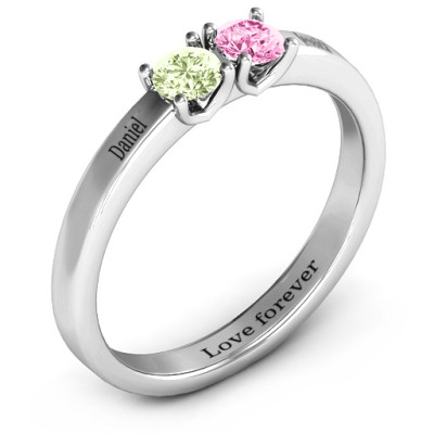 Two Stone Engagement Ring for Bride and Groom - Perfect for Meeting in the Middle