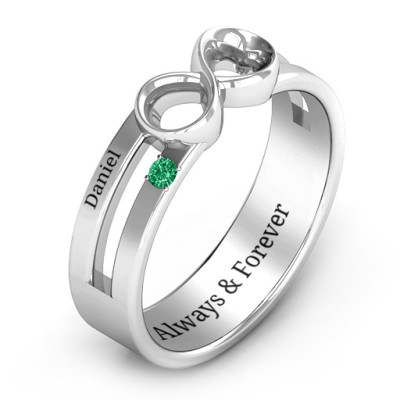 Mens Silver Infinity Ring with Accent Stones