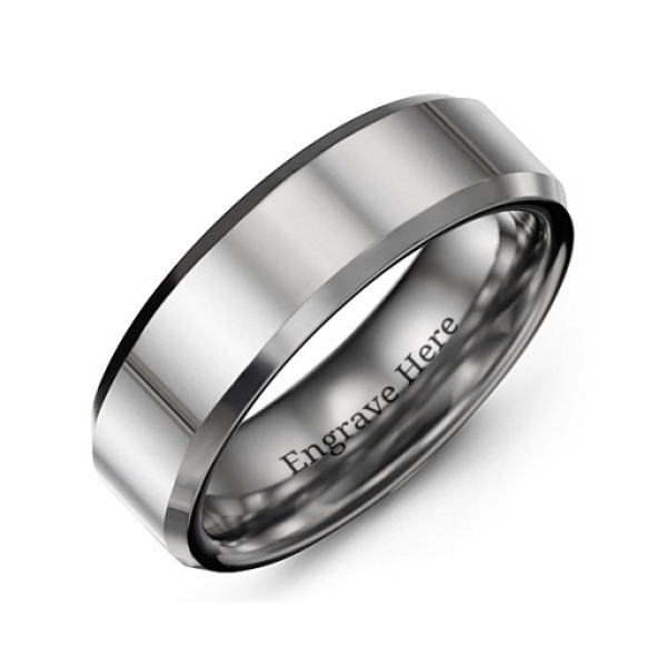 Men's Polished Tungsten Beveled Edge Ring
