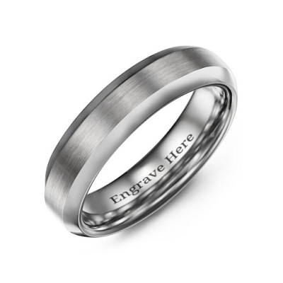 Men's Brushed Centre Polished Tungsten Ring - By The Name Necklace;