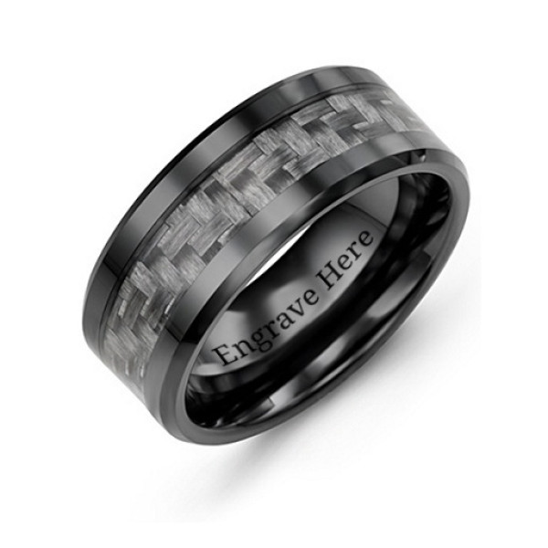 Mens Ceramic Ring with Nightfall Design