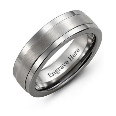 Mens Tungsten Wedding Band Ring with Plain Center