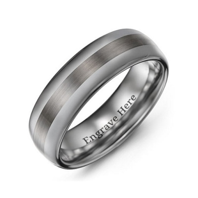 Mens Polished Brushed Tungsten Wedding Band Ring