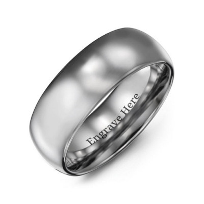 Men's Polished Tungsten Dome 8mm Ring - By The Name Necklace;