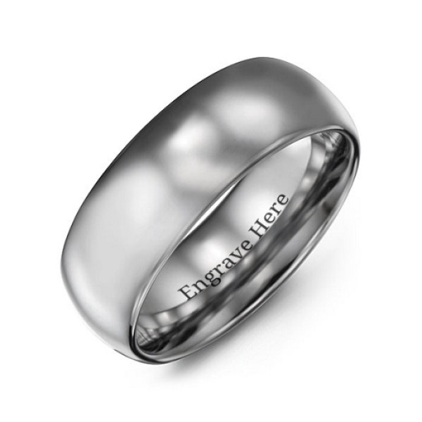Men's 8mm Polished Tungsten Dome Ring