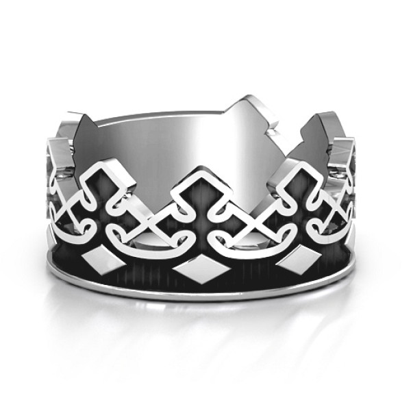 Mens Wedding Band with Regal Style Crown Design