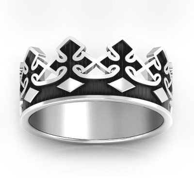 Mens Wedding Band with Regal Style Crown Design
