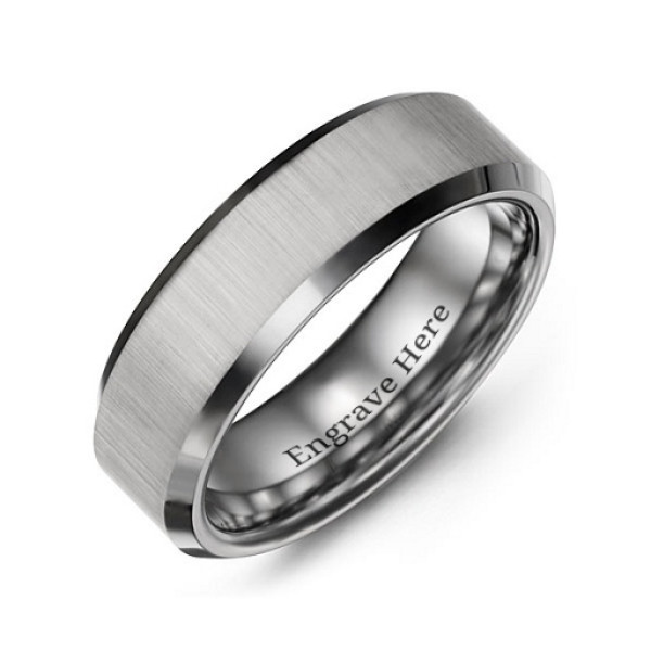 Men's Tungsten Wedding Band with Satin Centre, Polished Finish