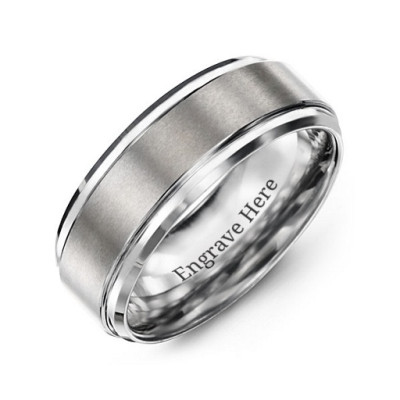 Mens Tungsten Brushed Centre Band Ring