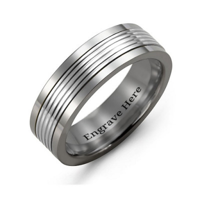 Men's Tungsten Ring with Inlay Detail
