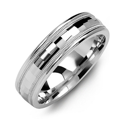 Milgrain Men's Ring with Baguette-Cut Centre - By The Name Necklace;