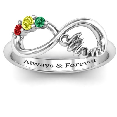 Beautiful Engraved 2-10 Stone Mom's Infinite Love Ring
