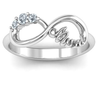 Sterling Silver Mothers' Infinity Band Ring with Gemstones