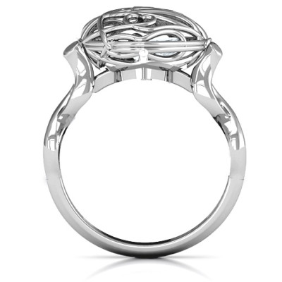 Sterling Silver Caged Heart Infinity Band Ring