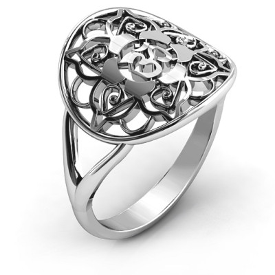 Sterling Silver Om Symbol Women's Mandala Ring