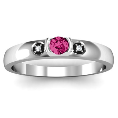 Sterling Silver Open Cut Women's Ring with Accent Stones