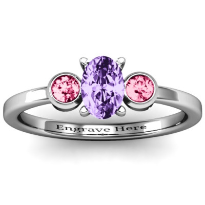Elegant Oval Twin Bezel Engagement Ring