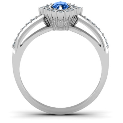 Stunning Oval Cluster Ring with Shoulder Accents