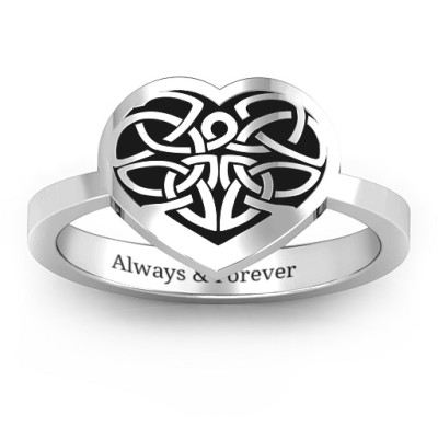 Silver Celtic Heart Ring with Oxidation Finish