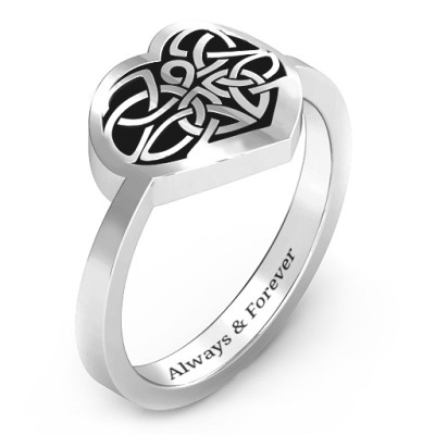 Silver Celtic Heart Ring with Oxidation Finish
