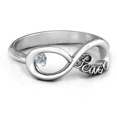 Sterling Silver Peace Sign Infinity Band Ring