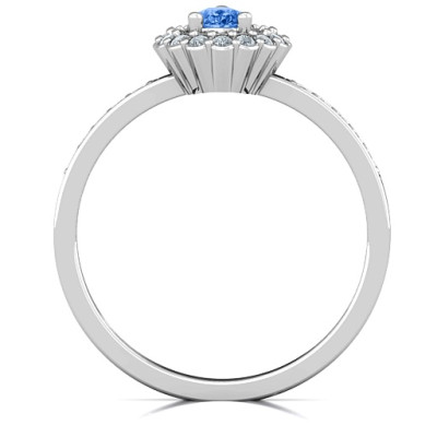 Pear Shaped Diamond Halo Engagement Ring - 14K White Gold