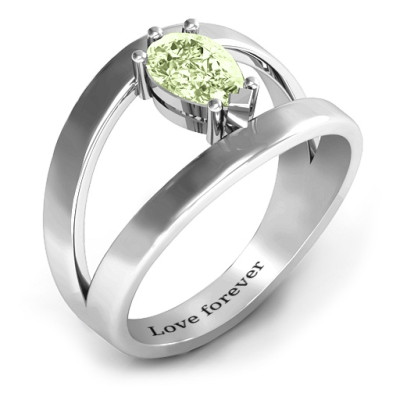 Pear-Shaped Sterling Silver Ring with Eye-Catching Flair