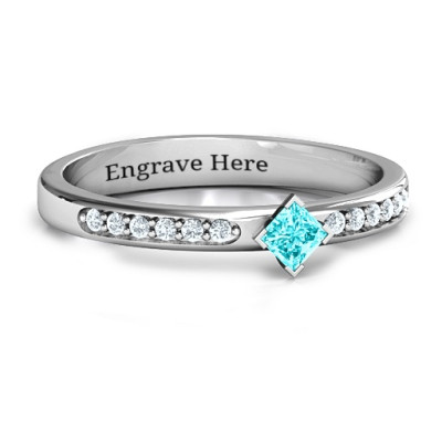Princess Cut Diamond Ring with Double Halo Accent Stones