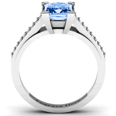 Princess Cut Diamond Ring with Channel Set Accents